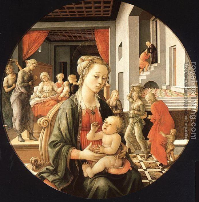 Fra Filippo Lippi : Madonna and Child with Stories of the Life of St. Anne